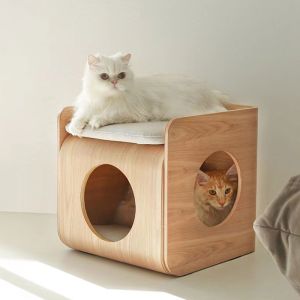 Solid Wood Cat Couch Bedside Table Four Seasons Universal Cat Villa Furniture Human Cat Shared Real Wood Cat Nest Table