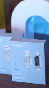 ACOME AIC100S AIL100S AICC100S AICL100S Kabel Data Seri AI New Lightning Type C 1 Meter Cable LED Display AiC Fast Charging 65W Blue Original - Garansi Resmi 1 Tahun