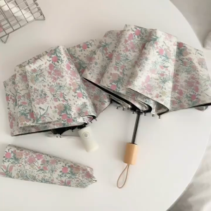 Vintage floral parasol Automatic folding umbrella mini umbrella UV resistant womens umbrella