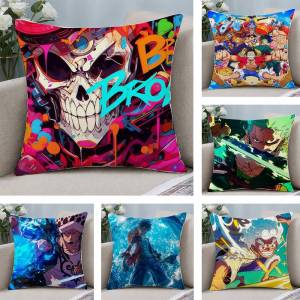 Bandai | One Piece Grand Line Journey Anime Plush Pillow Cover Soft Short Plush Cushion Cover For Sofa Bedroom Home Decor Gift Decoration