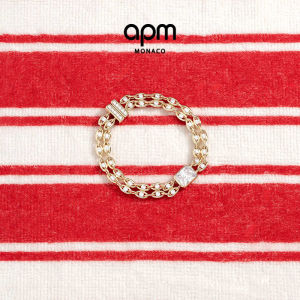 Golden Enchained Pavé Double Layer Gemstone Bracelet