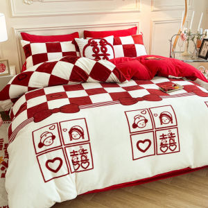 Wedding Bedding Set Milk Velvet Winter Comforter