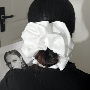 1pc White Faux Silk Super Large Fluffy High Elasticity Soft Smooth Texture Fashionable Casual Comfortable Wear All-Match Womens