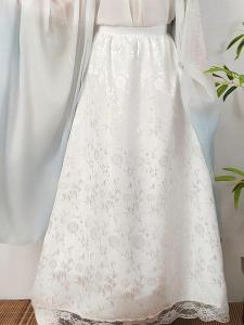 กระโปรงทรงเอเอวสูงผ้าซาตินปักลายสไตล์จีนใหม่สำหรับผู้หญิงในฤดูร้อน กระโปรงทรงเอเข้ารูป ชั้นใน กระโปรงทรงเอ