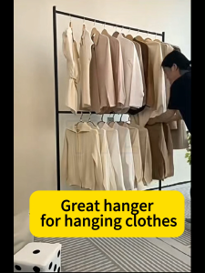 2-layer Metal Heavy Duty Clothes Organizer Clothes Rack Drying Rack for Bedroom Hanger Clothes