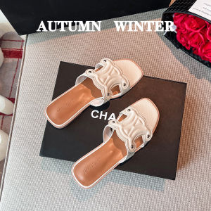 French Style Flat Bottom Sandals Womens Summer Outdoor Beach Casual Slip-On Shoes Fashionable Flats for Ladies