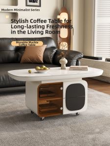 YIYOU | Creamy Minimalist Living Room Coffee Table Portable Rock Plate