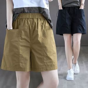 YOLO Cotton Wide Leg Shorts For Women In Summer Oversized Casual And Loose Fitting For Students Straight Tube Workwear Pants For Women Slim And Versatile