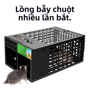 Cửa Đôi Chuột Lớn Chuột Bẫy Sống Lồng Sắt Mạ Kẽm Đen Kiểm Soát Dịch Hại Mạnh Bắt Mồi 30x19x13cm