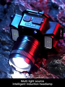 Anbolt Lampu Senter Kepala Zoom 5000 Lumens Super Terang | Lampu Kepala LED Cas F-T51 Headlamp Sensor Anti Air