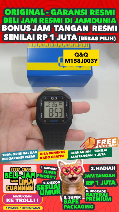 JAM TANGAN Q Q PRIA ORIGINAL QnQ M158 J003Y Q&Q M158J003Y Men NG - Hitam - Rubber - Jam dunia JD18 # Jam Tangan Pria Jam Pria Jam Tangan Anti Air + JAM TANGAN QQ M158 003Y JAM TANGAN QnQ M158 J003Y JAM TANGAN Q&Q M158J003Y S003