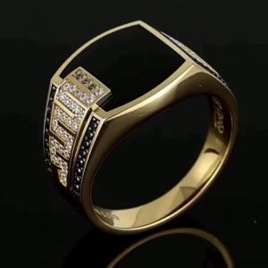 Classic Mens Ring Fashion Metal Inlaid Black Stone Zircon Punk Rings for Men Engagement Wedding Luxury Jewelry