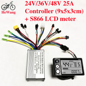 24V 36V 48V 350W 500W 25A Brushless motor Sine Wave Controller (9x5x3cm) with S866 LCD instrument kit for UART  E-bike scooter