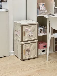 Double Door Bookcase Multi-Functional Stationery Storage Cabinet High Aesthetic Value Organizer Box Rectangular Display Style Floor Mounted