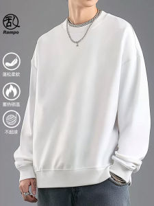 Heavyweight Hoodie Mens Casual round Neck Base Layer Shirt Inner Wear White Clothes Autumn Season Loose Fit Cotton Polyester Blend