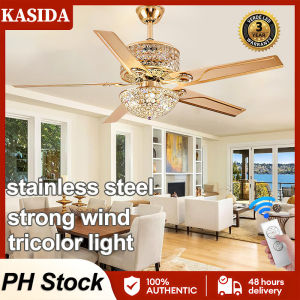 KASIDA new crystal ceiling fan with light modern ceiling lights with fan with remote 3 colors Lights 6 Speeds ceiling fan with led light dc motor silent chandelier with fan ceiling fans for living room bedroom hotel