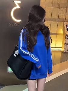 Casual Fashion round Neck Long Sleeve Hoodie Loose Fit Color Block Top Womens Simple Style Autumn New Arrival Sweatshirt