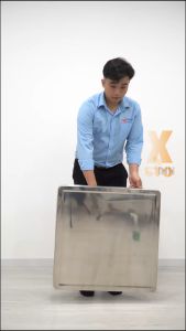 Chính hãng Qui Phúc Bàn tròn inox xếp gọn 8 tấc CETO bàn tăng giảm chiều cao 57 đến 73cm