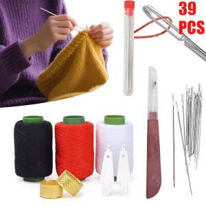 39PCS DIY Sewing Needle Set Big Eye Needle with Thread Clothing Sewing Manual Sewing Needle and Thread Set Home Tool