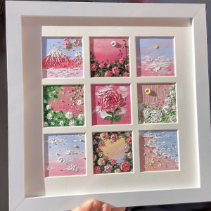 Happy Birthday DIY Oil Pastel Painting Complete Material Kit Heart Shaped Picture Frame Art Supplies Business Goods