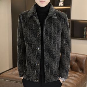 HENGYUANXIANG | Hengyuanxiang Mens Woolen Jacket Autumn Winter Thickened Gold Mink Velvet Stand Collar Coat Fashionable Youth Urban Style