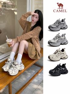 Silver International Camel Womens Shoes 2025 Winter New Thick Bottom Heightening Dad Shoes Retro Casual Sports Shoes