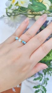 Ready Stock SG - Turquoise Gold Plated Hematite Clear Quartz Handmade Crystal Beaded Elastic Ring Handmade Crystal Ring