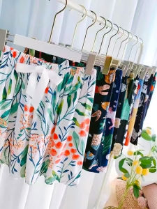 กางเกงนอนผ้าไหมฝ้ายสำหรับผู้หญิงในช่วงฤดูร้อน ทรงหลวม ทรงสั้น ระบายอากาศได้ดี ใส่ในบ้าน หรือกลางแจ้ง ไซส์ใหญ่ กางเกงขาสั้นผ้าฝ้ายเทียม