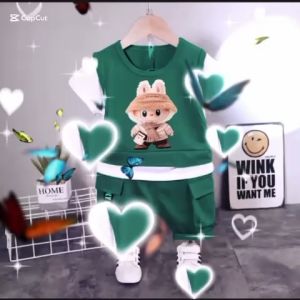 SETELAN ANAK  VIRAL LABUBU SET BAJU ANAK LENGAN PENDEK CELANA PENDEK ANAK MODEL ROMPI USIA 1-5 TAHUN