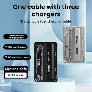 Hộp Đựng Pin Dự Phòng Dung Lượng Cao PD20W 21700 Tích Hợp Cáp - Hộp DIY Tháo Rời Sạc Nhanh Cho Nguồn Điện Di Động