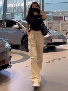 กางเกงขายาวทรงหลวมเอวสูงแห้งเร็วสำหรับผู้หญิง กางเกงขายาวทรงหลวมพิเศษสำหรับฤดูร้อน กางเกงขายาวทรงหลวมแบบบาง