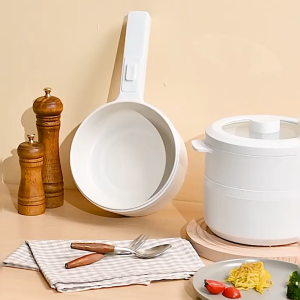 Electric Hot Pot 2L Non-Stick Frying Pan Boil Dry Protection Multi-function Cooker with Steamer for Noodles Steak Eggs Stir Frying