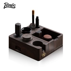 BINCOO Tamper Set Coffee Powder Press Base Distributor Portafilter Italian-Style Powder Dispenser with Press Hammer and Dregs Bucket Set Coffee Equipment Storage Set 51/58MM