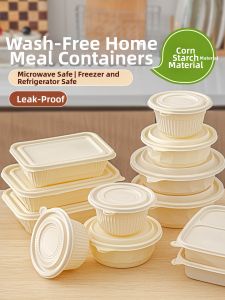 MEIDI | Compostable Disposable Meal Box with Lid and Utensils Microwave Safe