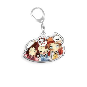 Bandai | For Demon Slayer Agatsuma Zenitsu Hashibira Inosuke Tsuyuri Kanao Acrylic Selfmade Cartoon Anime Keychain Pendant Toy Gift 5cm