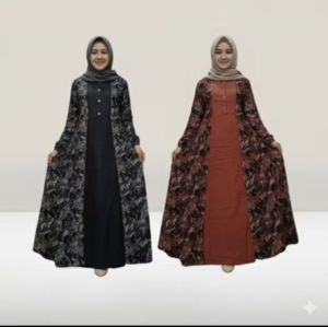 {NEW ARRIVAL 2026} New Gamis maxy dress kombinasi motif etnik batik premium modern /Gamis wanita dewasa terbaru 2026 bestseller kekinian modern/Teanna Gamis lebaran terbaru 2026