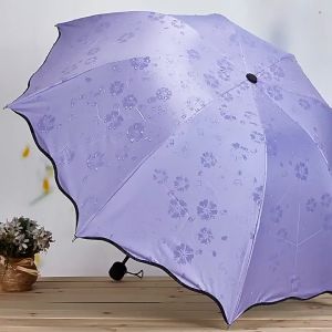 ร่มพับ3ตอน ร่มกันuv กันน้ำ กันแดด เปลี่ยนลายเมื่อโดนน้ำ มี4สี ms99