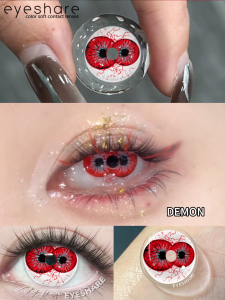 eyeshare Red White Contact Lenses 2pcs DEMON Eye Halloween Anime Cosplay Bigeyes 14.5mm