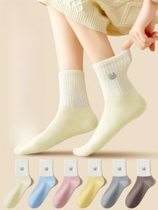 MiiOW | Womens Pure Cotton Fleece Lined Thick Mid-Calf Socks for Sleeping and Floor Walking Warm Winter Cotton Long Socks