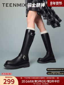 Teenmix Thick Bottom Retro Knight Boots Long Western Style Women High Top Fashion Boots Winter New KTX16DG4 Casual round Toe