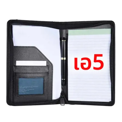 แบบพกพา Business Portfolio Padfolio โฟลเดอร์เอกสารกรณี A5 หนัง PU พร้อมผู้ถือบัตรธุรกิจ Memo Note Pad