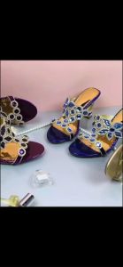 Korean Style Fashion Gold Sandals With Two Strap Office Word Block Heels For Women With Heels 2 Inch For Wedding 2023 New Sandals