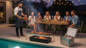 BITUO เตาย่างพกพาบาร์บีคิว BBQ พับได้ แบบใหญ่ ขนาด 52.5*15*12cm สแตนเลส