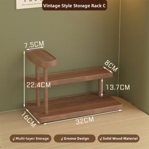 High-end Walnut-colored Makeup Organizer Multi-level Storage