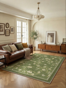 XINGLIANXIN | Retro Style Green New Living Room Carpet Mat Waterproof Wash-Free