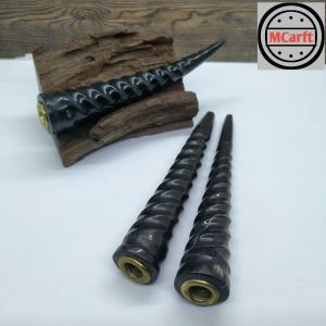 Padutan once pipa tanduk kerbau hitam motif ulir A98