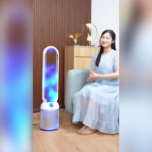 Quạt không cánh tích hợp lọc không khí FUJIHOME Nhập Khẩu điều khiển từ xa 24 chế độ gió màn LCD hiển thị nhiệt độ