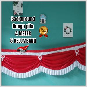 umbul umbul gelombang bendera background pita bunga 4 METER 5 GELOMBANG