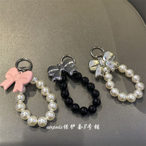 Dây Đeo Điện Thoại Di Động Kiểu Hàn Quốc Có Nút Thắt Hình Bướm Hạt Trang Trí Khóa Xe Móc Khóa Túi Airpods Vỏ Tai Nghe Phụ Kiện