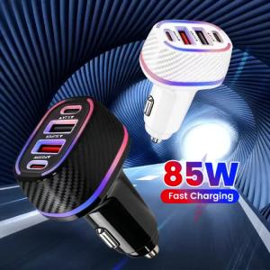Bộ Sạc Xe Hơi 85W USB QC 25W+Type-C PD 30W Bộ Sạc Nhanh Cho iPhone Xiaomi Huawei Samsung Oneplus POCO - Bộ Sạc Điện Thoại Di Động